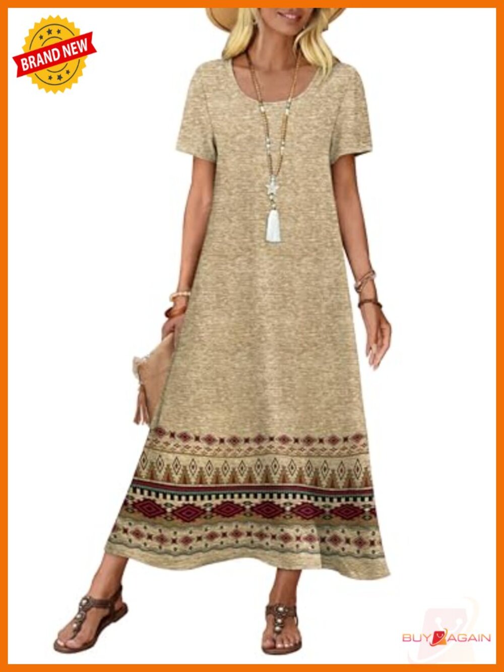 Womens Maxi Dress Flowy Lightweight Casual Summer Beach Sundress Pockets